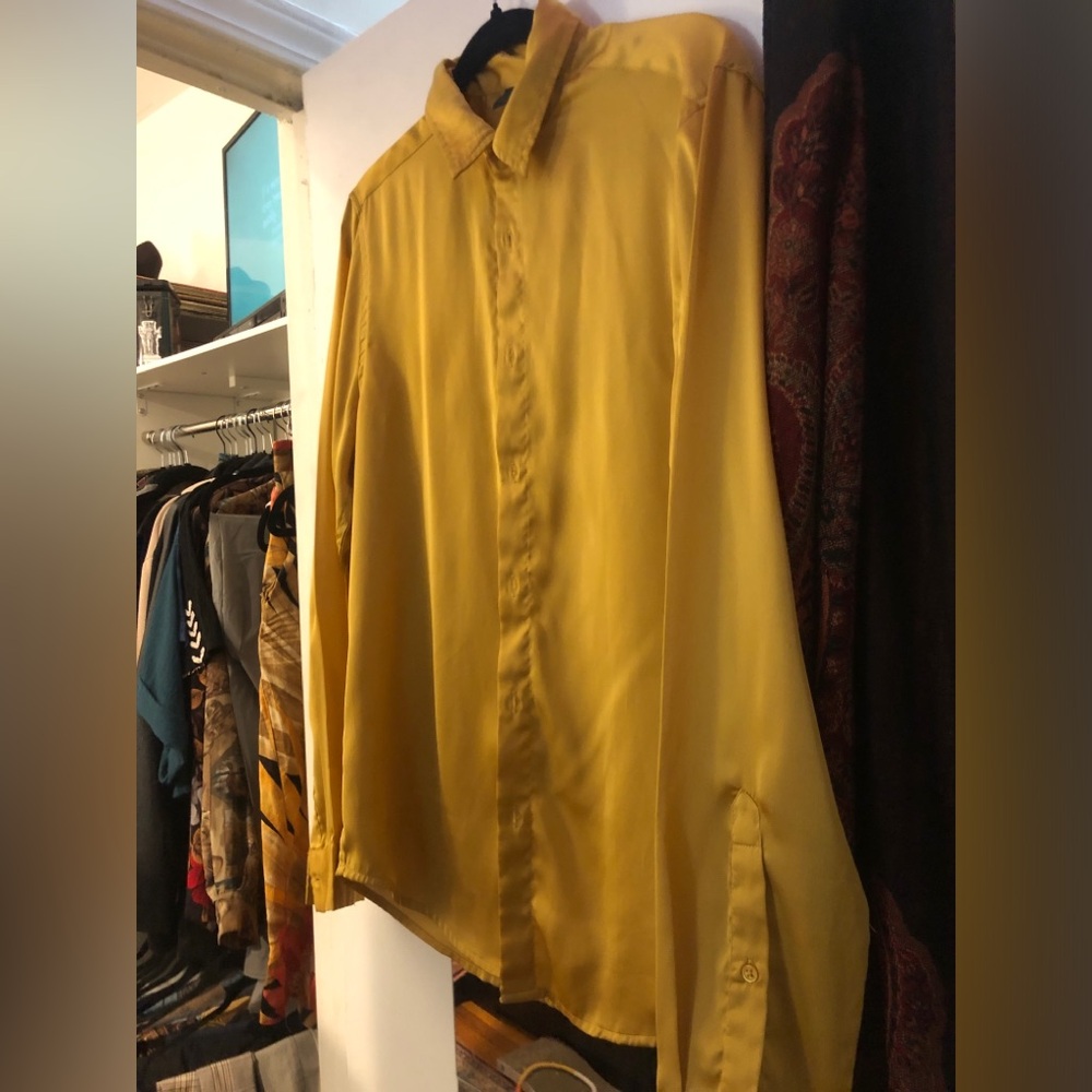 Vintage ASOS 90s silk blouse in Marigold - Picture 2 of 3